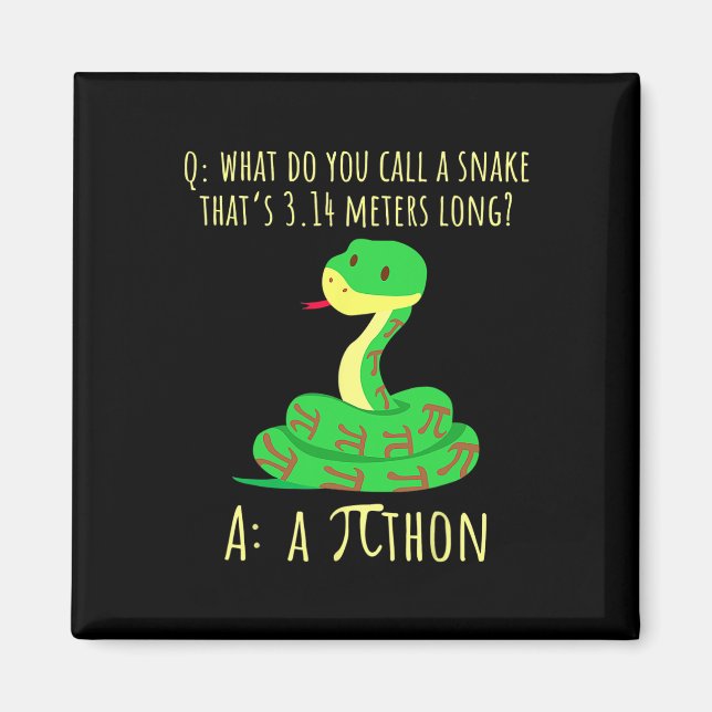 Python Pithon Pi Symbol Funny Math Teacher Pi Day  Magnet (Front)