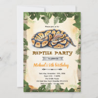 Python reptile birthday party invitation