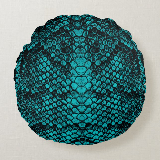 Python Skin: Snake Pattern Design Round Cushion (Front)