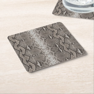 Python Snake Skin Animal Print Square Paper Coaster