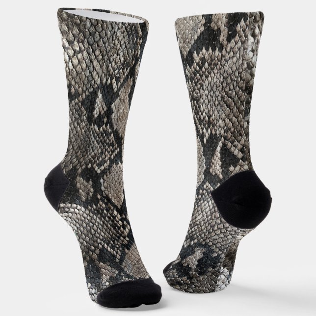 Python Snake Skin - Rich Elegant Grey Fashion Socks (Angled)