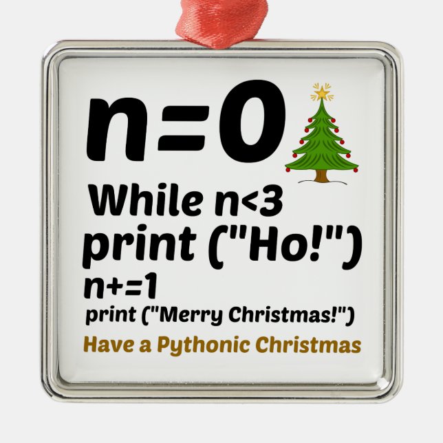 Pythonic Christmas Metal Tree Decoration (Front)