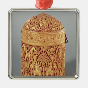 Pyx with relief depicting pleasures of metal tree decoration
