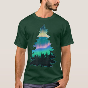 Q4pn Northern Light Christmas Tree Merry Xmas Fami T-Shirt