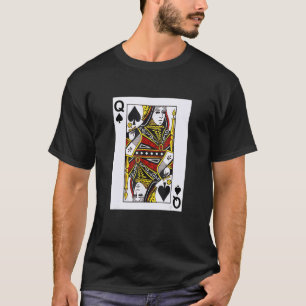 Q Black Heart Blackjack Cards Poker 21 Q T-Shirt