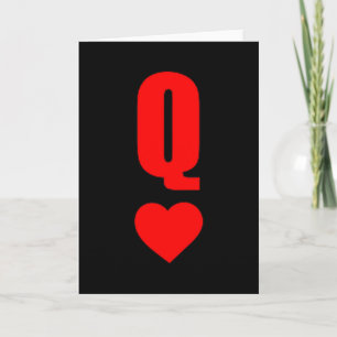 Q Card Queen Hearts Matching Couple Saint Valentin