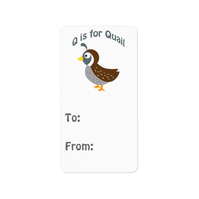 Q is for Quail Label (Front)