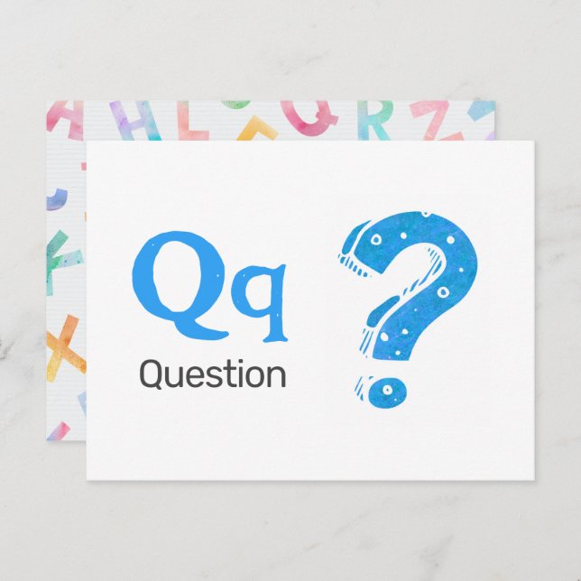 Q is for Question - Alphabet Flash Card (Front/Back)