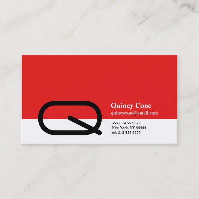Q Letter Alphabet Business Card Red (Front)
