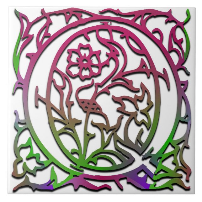 Q Monogram "Besque Garden" Ceramic Tile (Front)