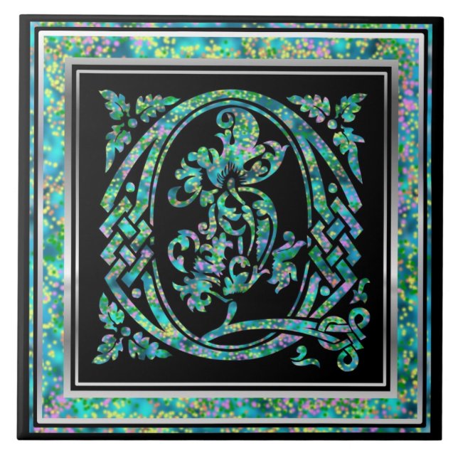 Q Monogram "Masselle Blue" Ceramic Tiles (Front)