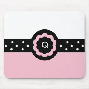 Q :: Monogram Q Dotted Pink & White Mousepad