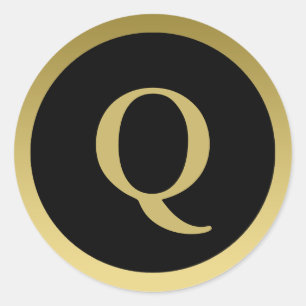 Q :: Monogram Q Elegant Gold and Black Stickers