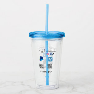Q R code PayPal venmo scan pay add social media de Acrylic Tumbler