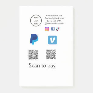 Q R code PayPal venmo scan pay add social media de Post-it Notes