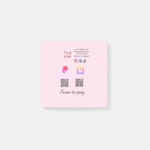 Q R code PayPal venmo scan pay add social media de Post-it Notes