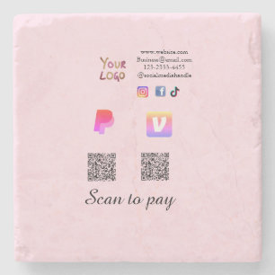 Q R code PayPal venmo scan pay add social media de Stone Coaster