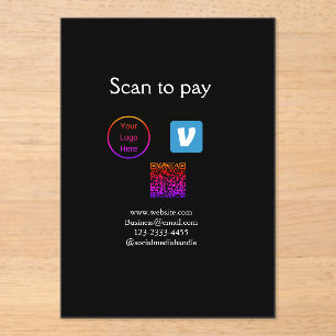 Q R code venmo scan to pay add logo social media Acrylic Invitations