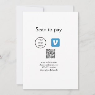 Q R code venmo scan to pay add logo social media Invitation