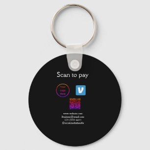 Q R code venmo scan to pay add logo social media Key Ring