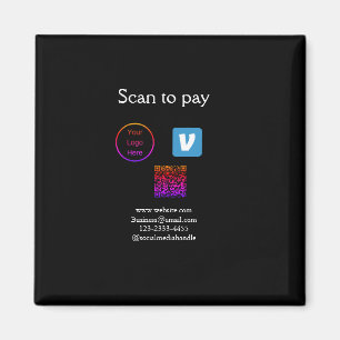 Q R code venmo scan to pay add logo social media Magnet