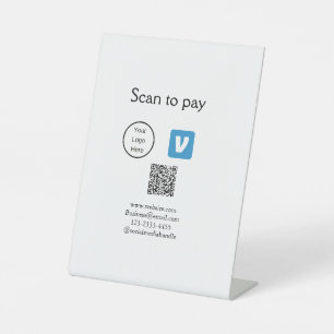 Q R code venmo scan to pay add logo social media Pedestal Sign
