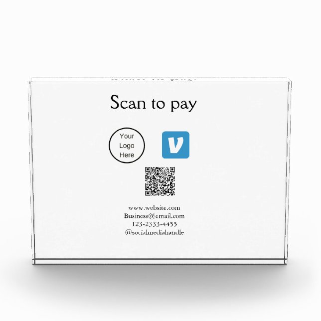 Q R code venmo scan to pay add logo social media Photo Block (Front)