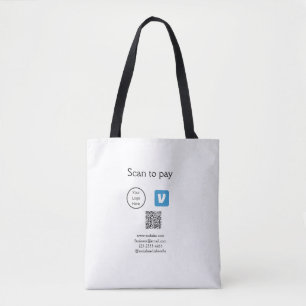 Q R code venmo scan to pay add logo social media Tote Bag