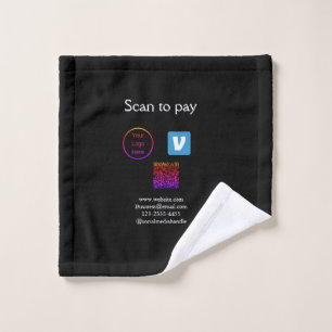 Q R code venmo scan to pay add logo social media Wash Cloth