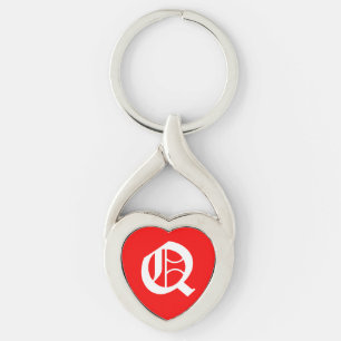 "Q" Red Heart Keychain