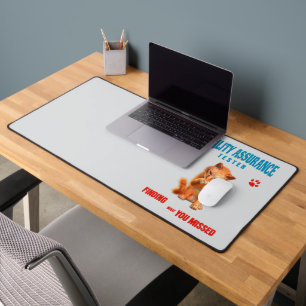 QA Tester Cat Humor Desk Mat