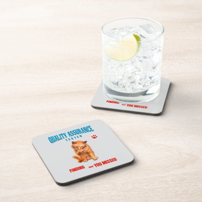 QA Tester Cat Humour Coaster (Right Side)