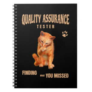 QA Tester Cat Humour Notebook