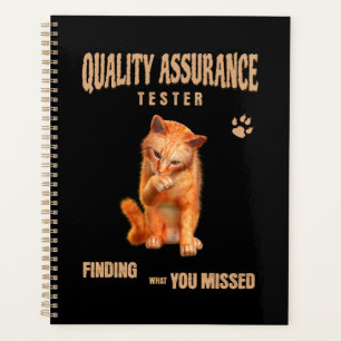 QA Tester Cat Humour Planner