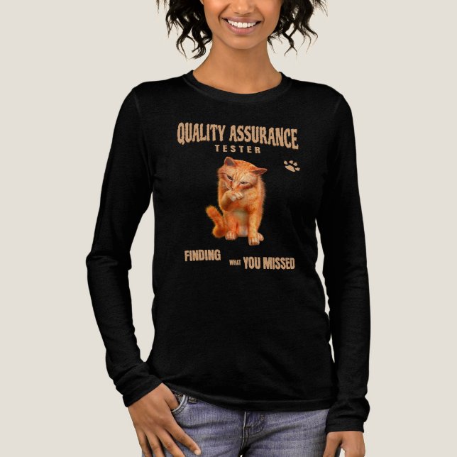 QA Tester Cat Humour Tri-Blend Shirt (Front)