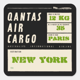 QANTAS AIR CARGO (Black) Square Sticker