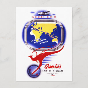 Qantas Empire Airways Vintage Poster Restored Postcard