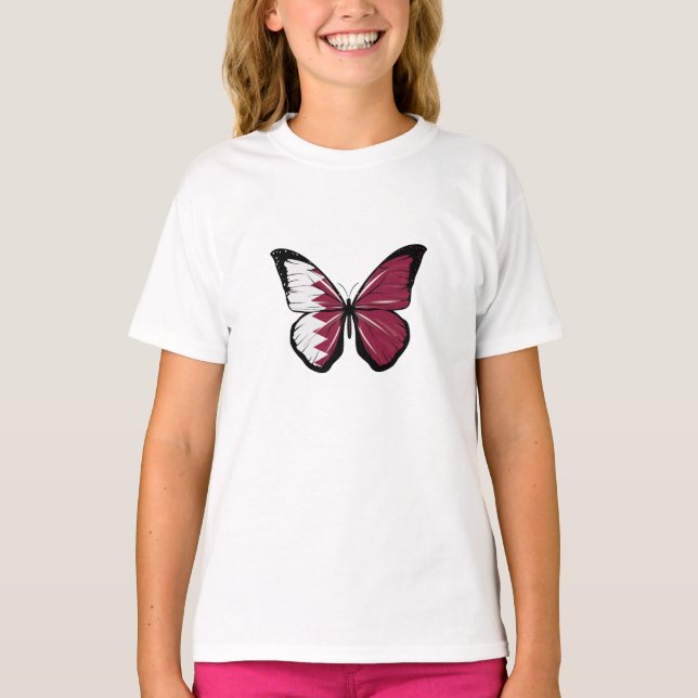 Qatar Butterfly Flag  T-Shirt (Front)
