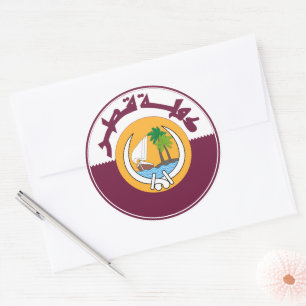 qatar coat of arms classic round sticker