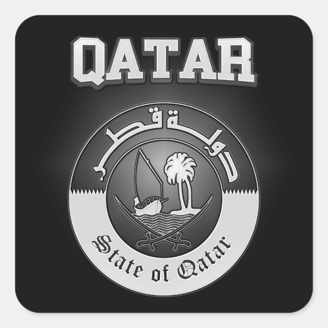 Qatar Coat of Arms Square Sticker (Front)