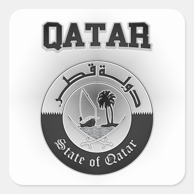 Qatar Coat of Arms Square Sticker (Front)