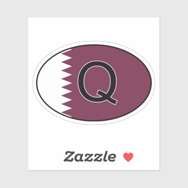Qatar Country Code Oval Sticker with Flag-Perfect (Sheet)