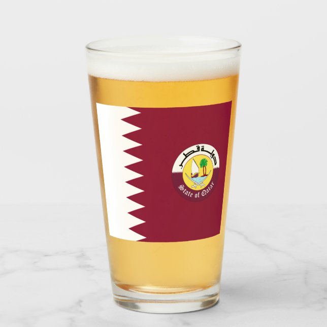 Qatar flag-Emblem     Glass (Front Filled)