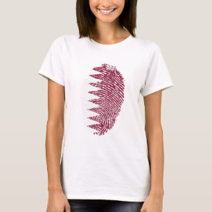 Qatar Flag Fingerprint Country Pride Identity T-Shirt