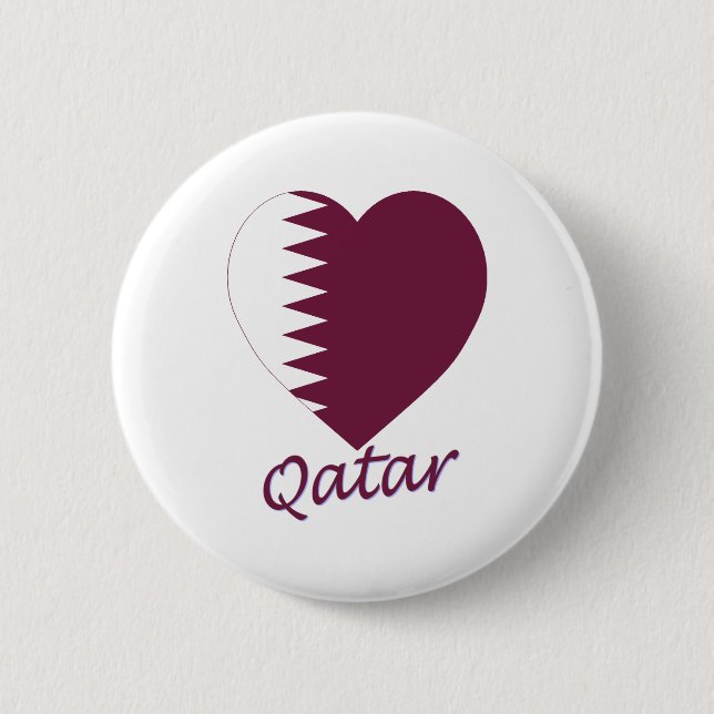 Qatar Flag Heart 6 Cm Round Badge (Front)