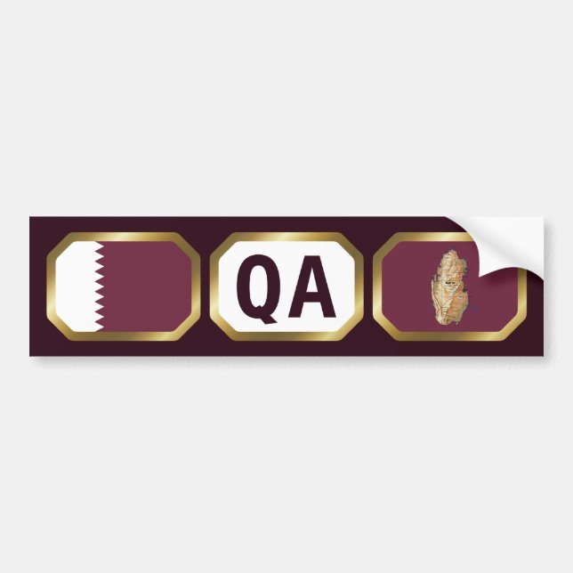 Qatar Flag Map Code Bumper Sticker (Front)