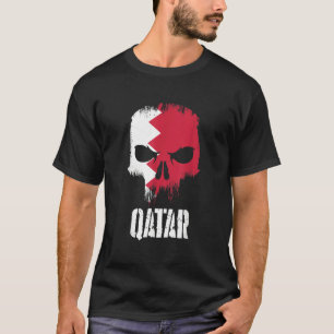 Qatar Flag Skull Qatari Pride Patriotic T-Shirt