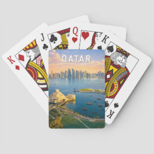 Qatar Illustration Travel Art Vintage Playing Cards