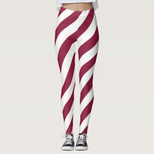 Qatar National Flag Colours Diagonal Striped Leggings