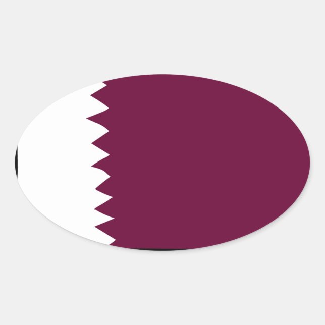 Qatar National Flag Oval Sticker (Front)